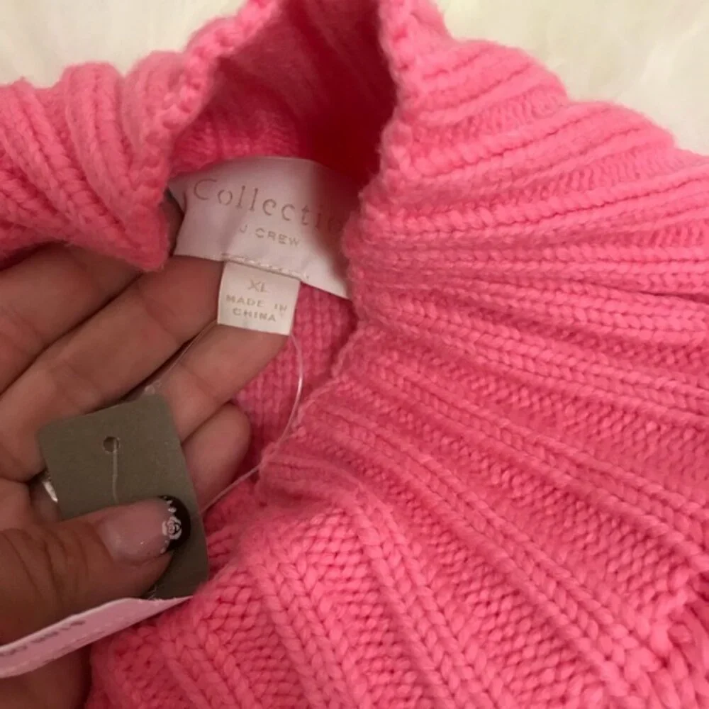 J.Crew Collection Cable Mock Neck Pink Sweater - Picture 6 of 8